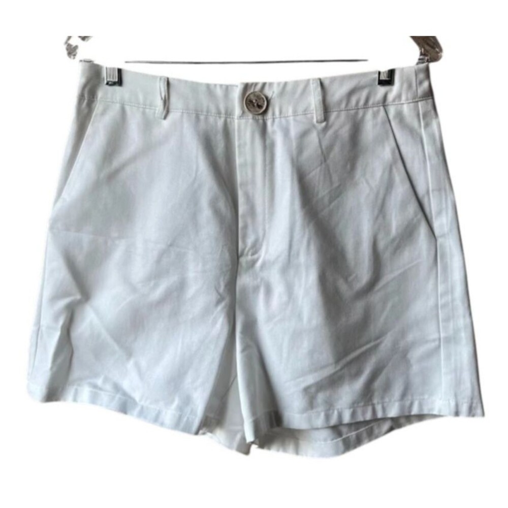 Shein High Waist White Shorts Size Large Baggy Pleated Back Slash Pocket Women's
